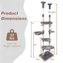 Floor-to-Ceiling Cat Tree with 6 Tiers and Hammock