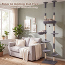 Floor-to-Ceiling Cat Tree with 6 Tiers and Hammock