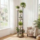 6-tier Plant Stand with RGB Light and Wheels 57inch Tall Indoor Display Shelf Flowerpot Holder