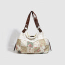 Womens Cotton Floral Patchwork Hollow-Out Shoulder Bag