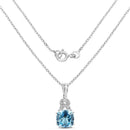 6.97 Carat Genuine Blue Topaz and White Topaz .925 Sterling Silver Pendant
