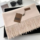 Womens Thickened Fashionable Solid-Color Tassel Scarf