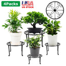 4Packs Iron Plotted Plant Stands Shelves Heavy Duty Round Flower Pot Holder Rack Home Yard Garden Patio DŽcor
