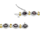 Two Tone Plated 8.45 Carat Genuine Garnet .925 Sterling Silver Bracelet