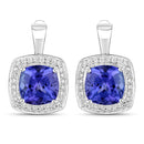 5.95 Carat Genuine Tanzanite and White Diamond 14K White Gold Earrings