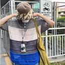 Retro Striped Lapel Knitted Summer Couple's Shirt