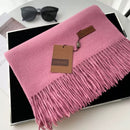 Womens Thickened Fashionable Solid-Color Tassel Scarf