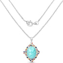 18.50 Carat Genuine Multi Stone .925 Sterling Silver Pendant