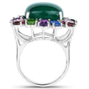 26.67 Carat Genuine Multi Stones .925 Sterling Silver Ring