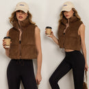 Cropped Stand-collar Sleeveless Jacketvest