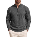 Mens Diamond-Check Half-Zip Long-Sleeve Casual Sweatshirt