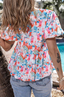 Women's Cute Contrast Color Stitching Round Neck Short-Sleeved Shirt