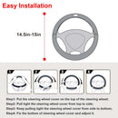 Steering Wheel Cover 14.5in-15in Diameter Universal Fiber Leather Car Steering Wheel Protector Breathable Anti-Slip Odor Free