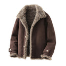 Oversized Faux Lambskin Jacket With A Fur Lining Fleece Lining And A Thicker Design Complete With A Lapel Collar