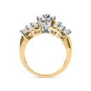 10K Yellow Gold 1.00 Cttw Diamond Starburst Ring Band (H-I Color, I1-I2 Clarity) - Ring Size 7