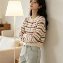 Womens Elegant Contrasting-Color Striped Sweater