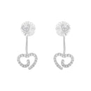 .925 Sterling Silver 1/4 Cttw Diamond Swirl Heart Front/Back Earrings (I-J Color, I2-I3 Clarity)