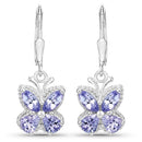 2.08 Carat Genuine Tanzanite .925 Sterling Silver Earrings