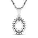 0.13 Carat Genuine White Diamond 14K White Gold Semi Mount Pendant - holds 8x6mm Oval Gemstone