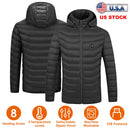 Heated Jacket with 8 Heating Zones & Detachable Hood