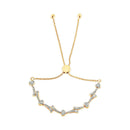 14K Yellow Gold Plated .925 Sterling Silver Diamond Accent Heart and Wave Link Bolo Bracelet (I-J Color, I2-I3 Clarity) - 6" to 9" Adjustable