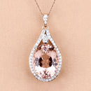 9.31 Carat Genuine Morganite and White Diamond 14K Rose Gold Pendant