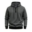Mens Loose-Fit Striped Hoodie With Three Buttons