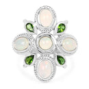 2.97 Carat Genuine Ethiopian Opal And Chrome Diopside .925 Sterling Silver Ring