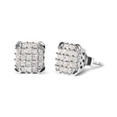 10K White Gold 3/4 Cttw Princess Diamond Composite Open Frame Stud Earrings (I-J Color, I1-I2 Clarity)