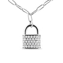 .925 Sterling Silver 1/4 Cttw Diamond Lock 18" Pendant Necklace with Paperclip Chain (H-I Color, SI2-I1 Clarity)