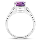 2.65 Carat Genuine  Amethyst and White Topaz .925 Sterling Silver Ring