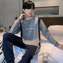 Men's Long Sleeve Cotton Simple Loose Plus Size Pajamas