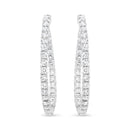 18K White Gold 3 5/8 Cttw Round Diamond Curved Inside-Outside Hoop Earrings (F-G Color, VS1-VS2 Clarity)
