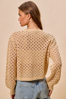 SO ME Open Knitted Button Down Cardigan Sweater Top