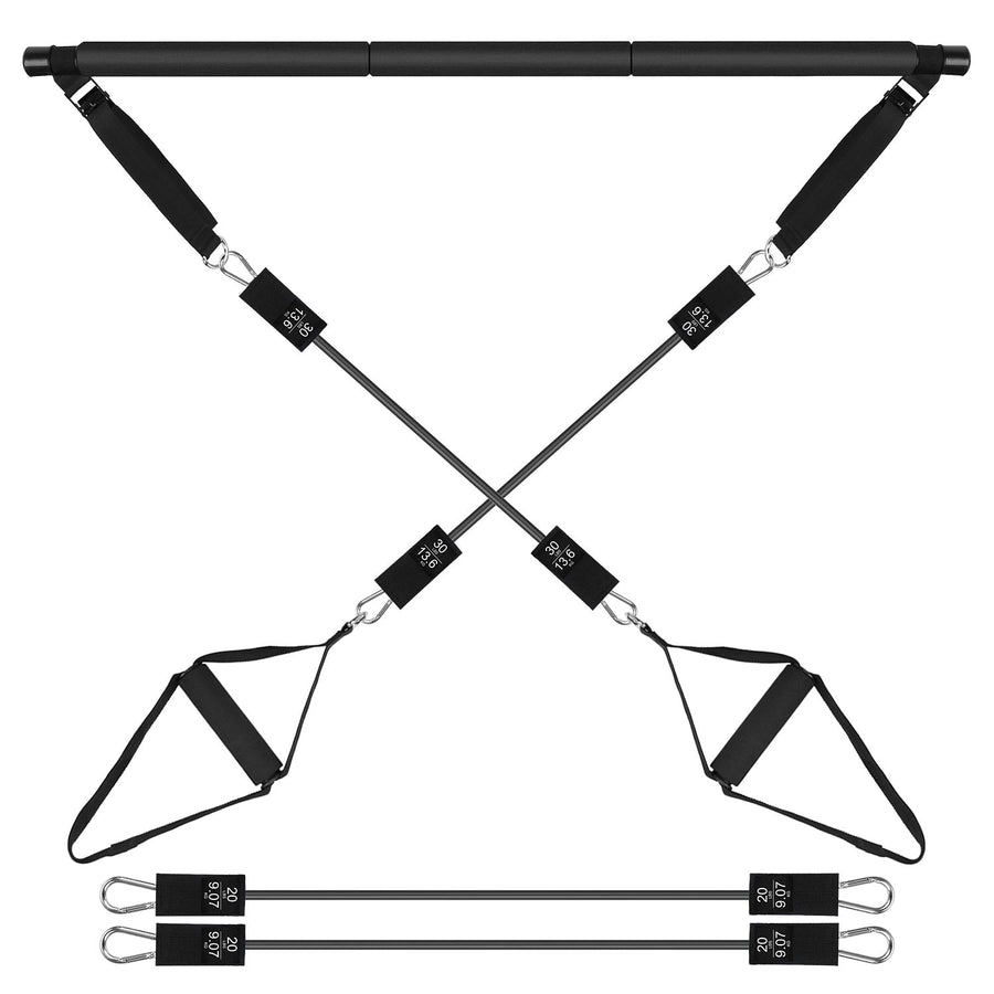 Pilates Bar Kit with 100LBS Resistance Bands Multifunctional Pilates Yoga Toning Bar Full Body Exercise Equipment Set for Beginners Intermediates Prof