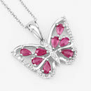 2.07 Carat Genuine Ruby and White Zircon .925 Sterling Silver Pendant