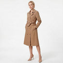 Casual Waist-cinching Long-length Elegant Womens Double-breasted Coat