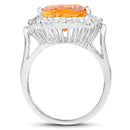 8.56 Carat Genuine Citrine and White Topaz .925 Sterling Silver Ring