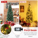 5/6/7/8/9 FT Pre-Lit Artificial Hinged Slim Pencil Christmas Tree
