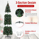 5/6/7/8/9 FT Pre-Lit Artificial Hinged Slim Pencil Christmas Tree