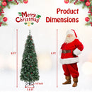 5/6/7/8/9 FT Pre-Lit Artificial Hinged Slim Pencil Christmas Tree
