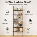 6-tier Ladder Shelf 72 Inches Industrial Wall Mounted Bookshelf