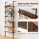 6-tier Ladder Shelf 72 Inches Industrial Wall Mounted Bookshelf