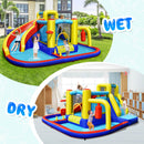 7-in-1 Inflatable Water Slide Bounce Castle with Splash Pool and Climbing Wall without Blower