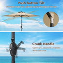7.5 Feet Solar Powered Patio Umbrella with LED Lights and Crank Handle