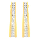 10K Yellow Gold 1 cttw Channel Set Diamond J-Hoop Earrings (H-I Clarity, I1-I2 Color)