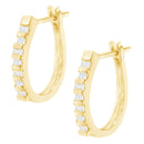 10K Yellow Gold Round and Baguette Cut Diamond Oblong Hinged Leverback Hoop Earrings (Â¼ Cttw, I-J Color, I2-I3 Clarity)