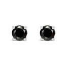 .925 Sterling Silver 1/2 Cttw Black Diamond Solitaire Stud Earrings