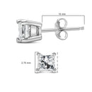 .925 Sterling Silver 1/4 Cttw Princess-Cut Diamond Solitaire Stud Earrings (H-I Color, I1-I2 Clarity)