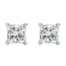 14K White Gold 1/2 Cttw Princess Cut Lab Grown Diamond Solitaire Stud Earrings (F-G Color, VS2-SI1 Clarity)